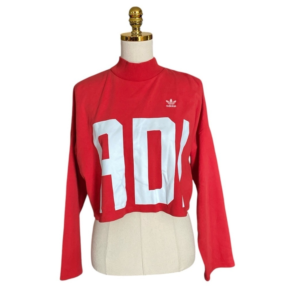 ADIDAS Originals Women’s Bold Age Cropped 100% Cotton Oversized Sweatshirt Sz M - Picture 7 of 15